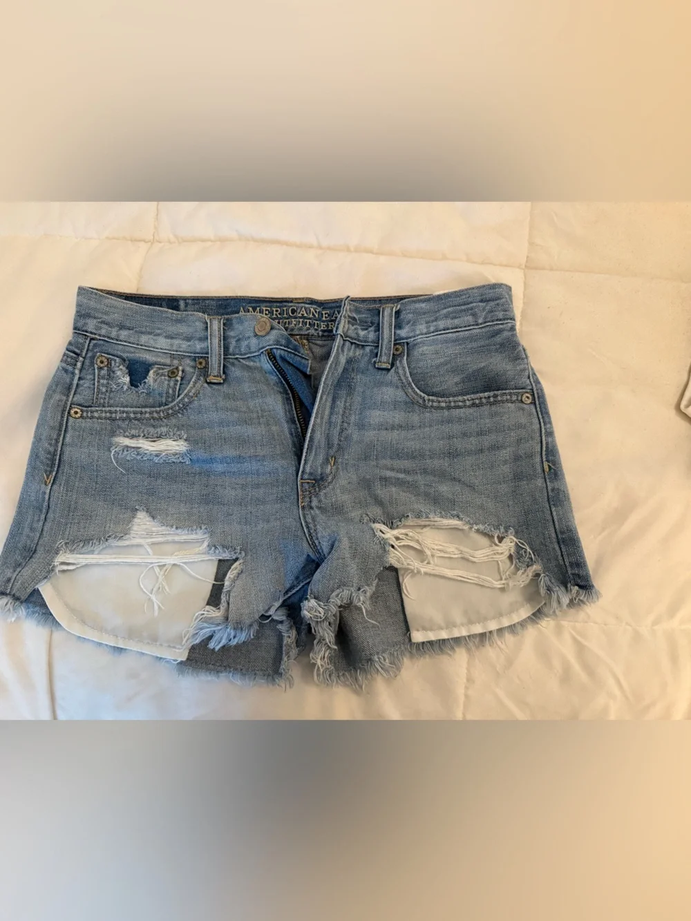 American Eagle Outfitters Distressed Light Blue Denim Cutoff Shorts